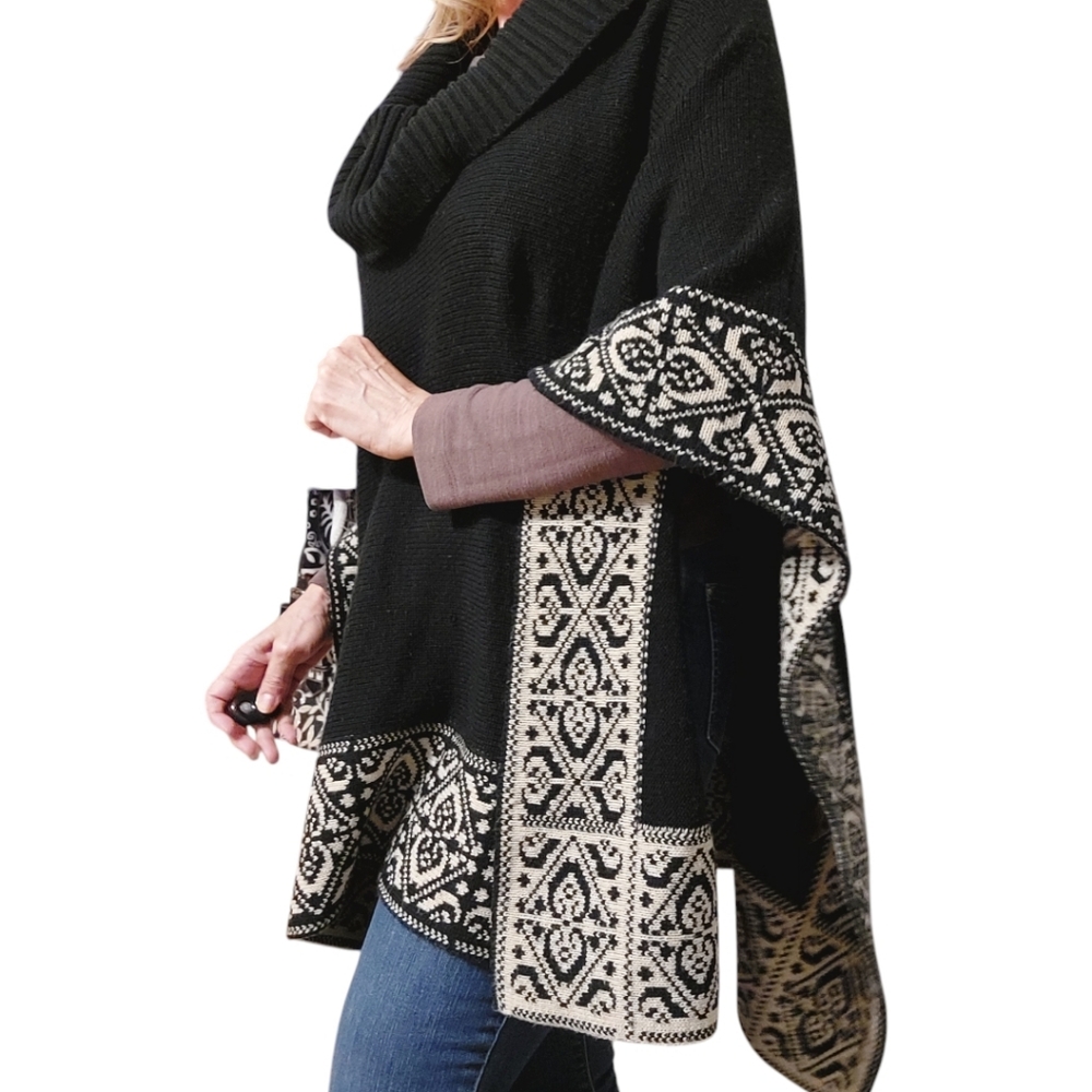 Black Rivet Poncho Sweater - Picture 2 of 8